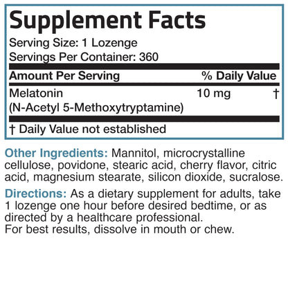 Bronson Melatonin 10mg Fast Dissolve Cherry Flavored Tablets Vegetarian Chewable Lozenges, 360 Count - dailyvitalstore