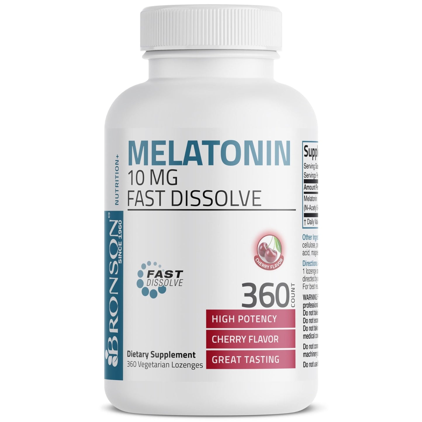 Bronson Melatonin 10mg Fast Dissolve Cherry Flavored Tablets Vegetarian Chewable Lozenges, 360 Count - dailyvitalstore
