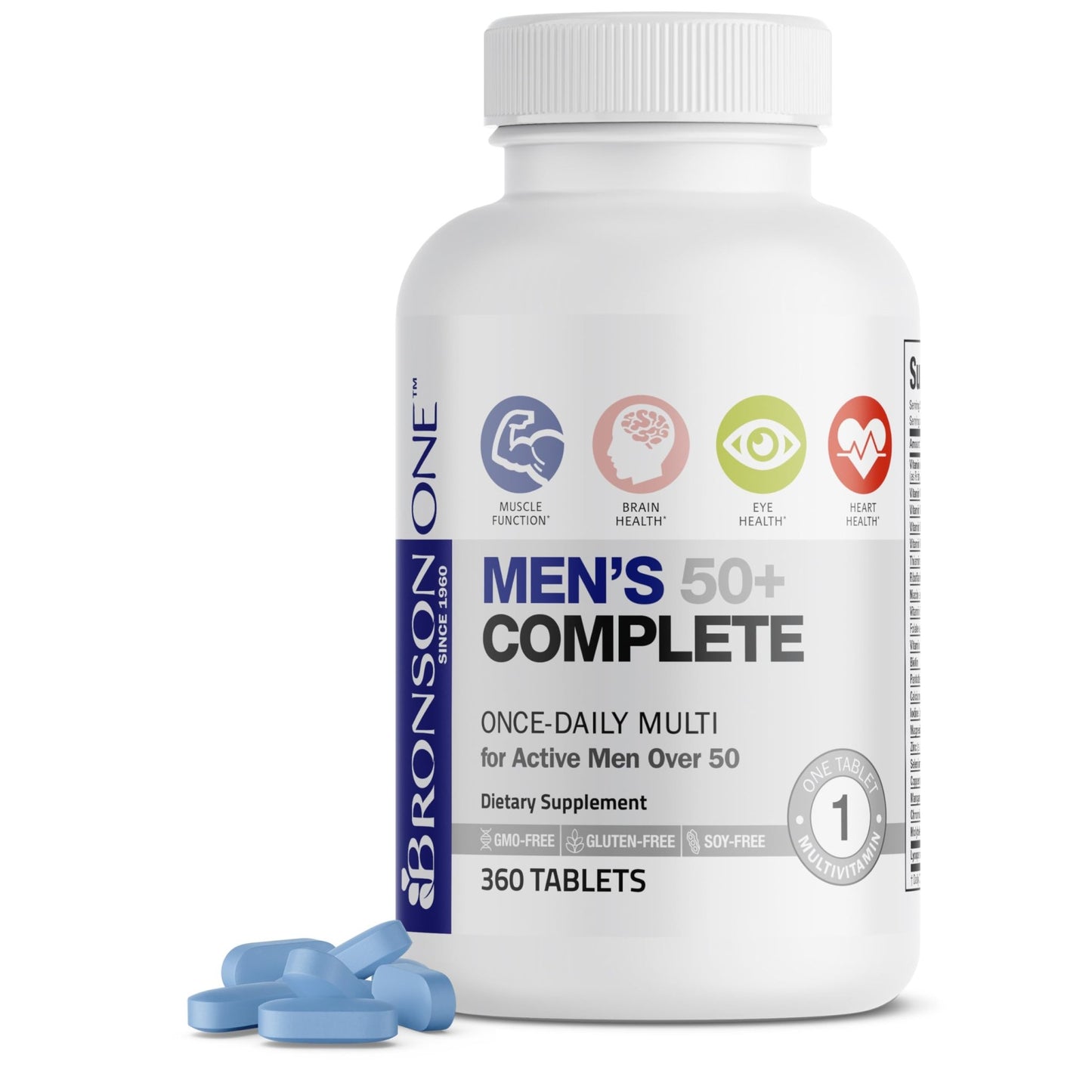 Bronson ONE Daily Mens 50+ Complete Multivitamin Multimineral, 360 Tablets - dailyvitalstore
