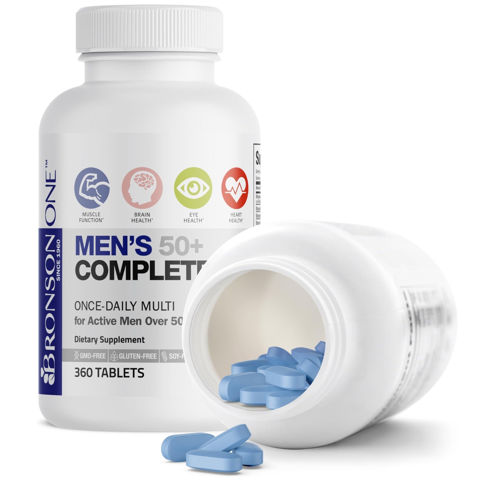 Bronson ONE Daily Mens 50+ Complete Multivitamin Multimineral, 360 Tablets - dailyvitalstore