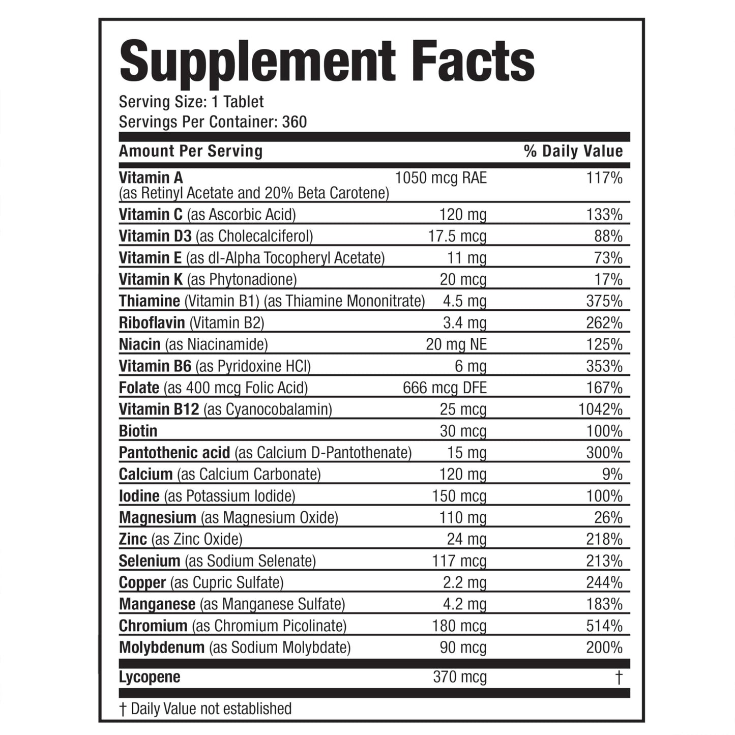 Bronson ONE Daily Mens 50+ Complete Multivitamin Multimineral, 360 Tablets - dailyvitalstore