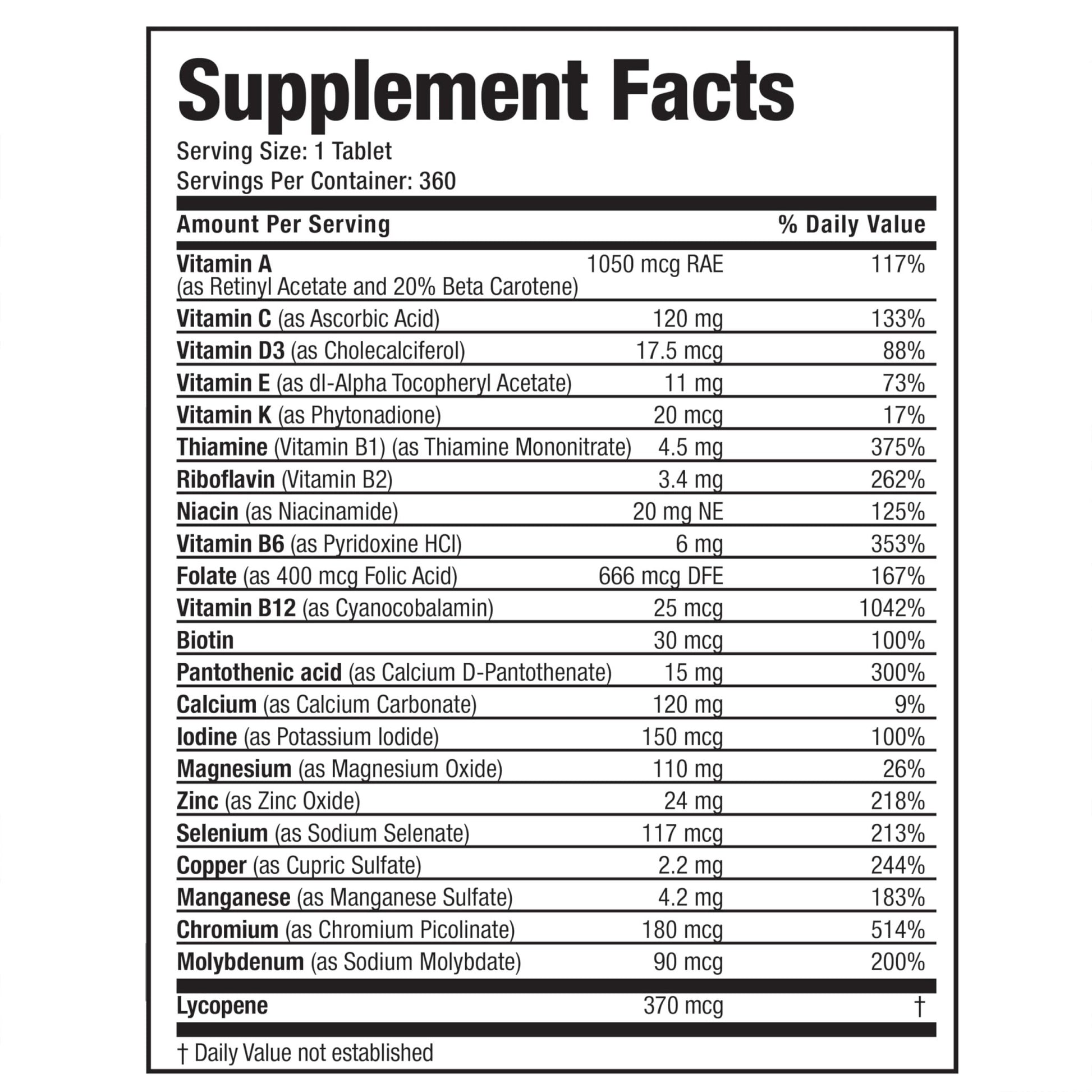Bronson ONE Daily Mens 50+ Complete Multivitamin Multimineral, 360 Tablets - dailyvitalstore