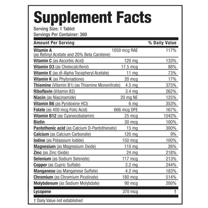 Bronson ONE Daily Mens 50+ Complete Multivitamin Multimineral, 360 Tablets - dailyvitalstore