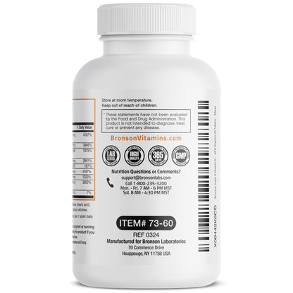 Bronson Super B Vitamin B Complex Sustained Slow Release (Vitamin B1, B2, B3, B6, B9 - Folic Acid, B12) Contains All B Vitamins 60 Tablets - dailyvitalstore
