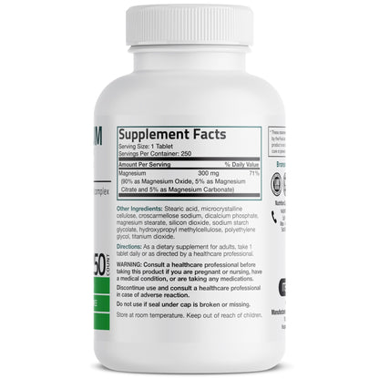 Bronson Triple Magnesium Complex Maximum Coverage 300mg - Non-GMO Formula, 250 Tablets - dailyvitalstore