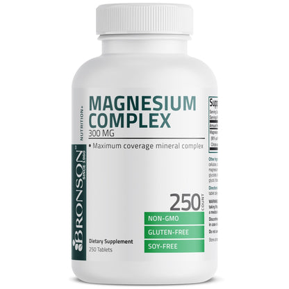 Bronson Triple Magnesium Complex Maximum Coverage 300mg - Non-GMO Formula, 250 Tablets - dailyvitalstore