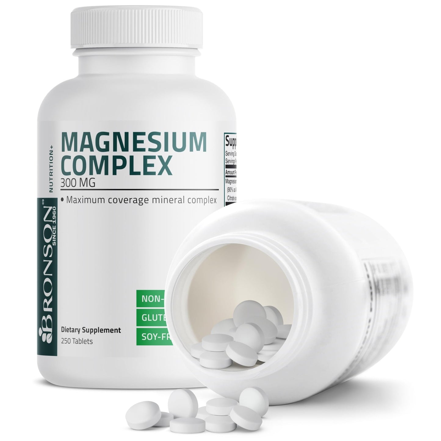 Bronson Triple Magnesium Complex Maximum Coverage 300mg - Non-GMO Formula, 250 Tablets - dailyvitalstore