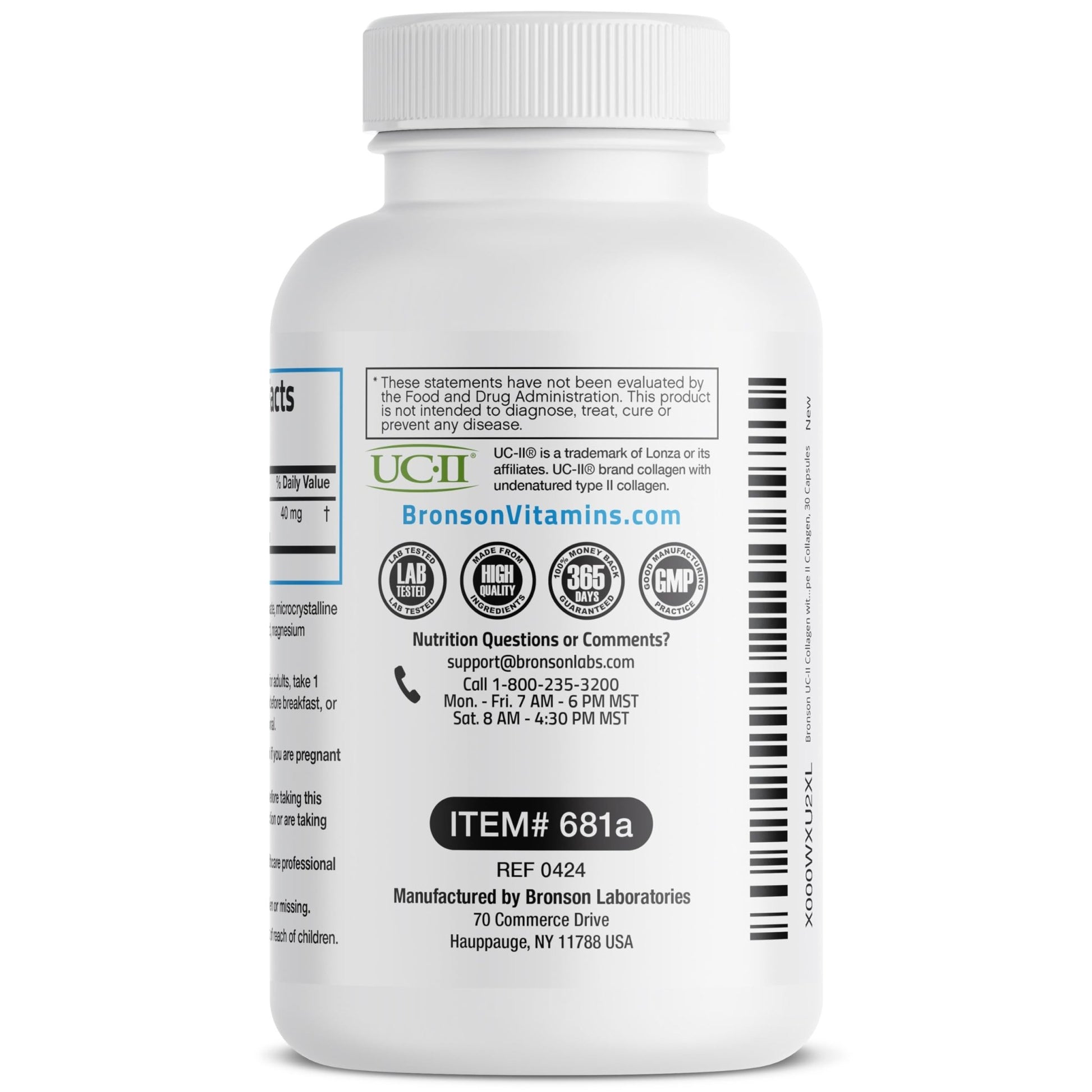 Bronson UC-II Type II Collagen with Undenatured Type II Collagen, 30 Capsules - dailyvitalstore