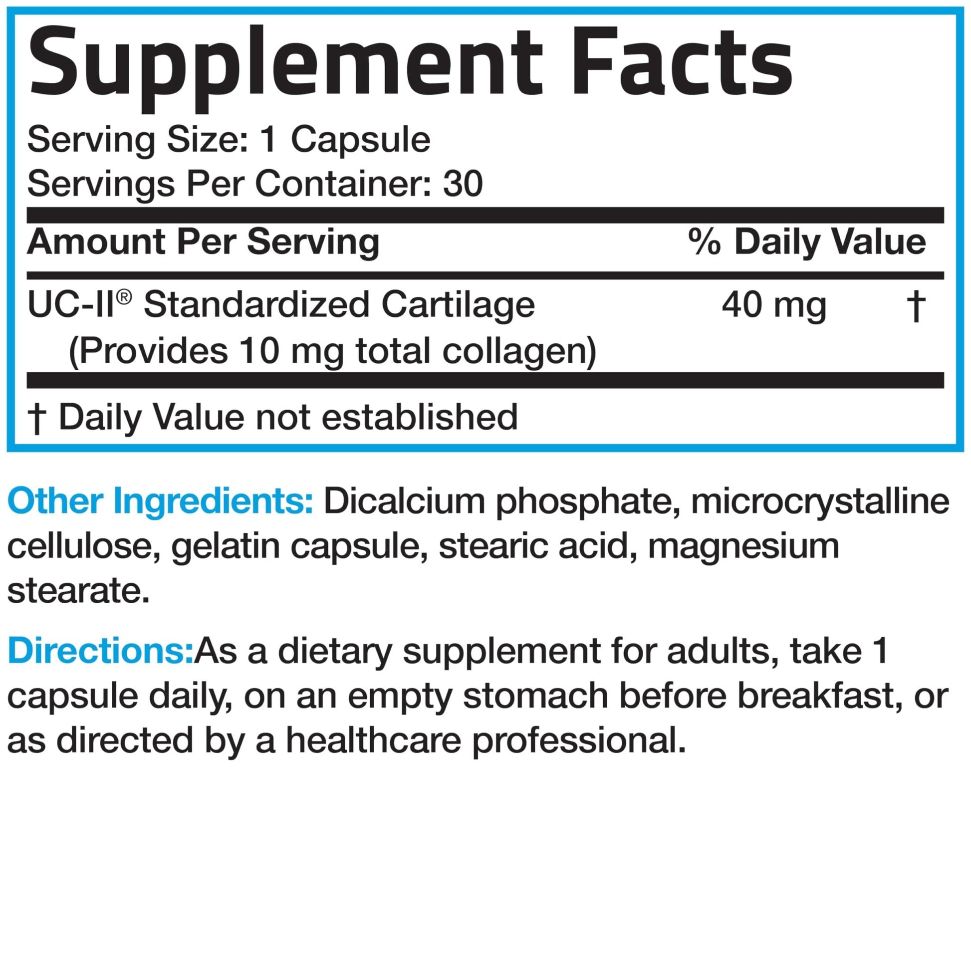 Bronson UC-II Type II Collagen with Undenatured Type II Collagen, 30 Capsules - dailyvitalstore