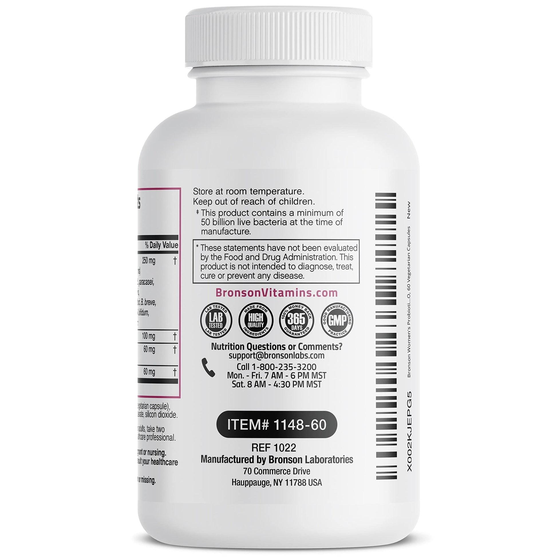 Bronson Women's Probiotic 50 Billion CFU + Prebiotic with Cranberry & D-Mannose – Vaginal Health, Healthy Digestion, Immune Function and Urinary Tract Support, Non-GMO, 60 Vegetarian Capsules - dailyvitalstore