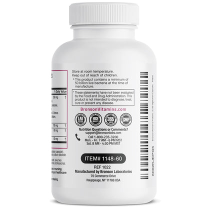 Bronson Women's Probiotic 50 Billion CFU + Prebiotic with Cranberry & D-Mannose – Vaginal Health, Healthy Digestion, Immune Function and Urinary Tract Support, Non-GMO, 60 Vegetarian Capsules - dailyvitalstore