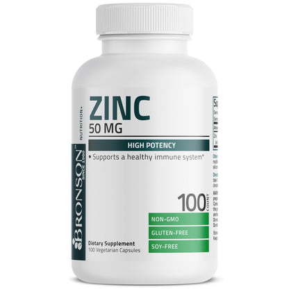 Bronson Zinc 50mg Complex High Potency Immune Support Supplement & Antioxidant and Skin Health - dailyvitalstore