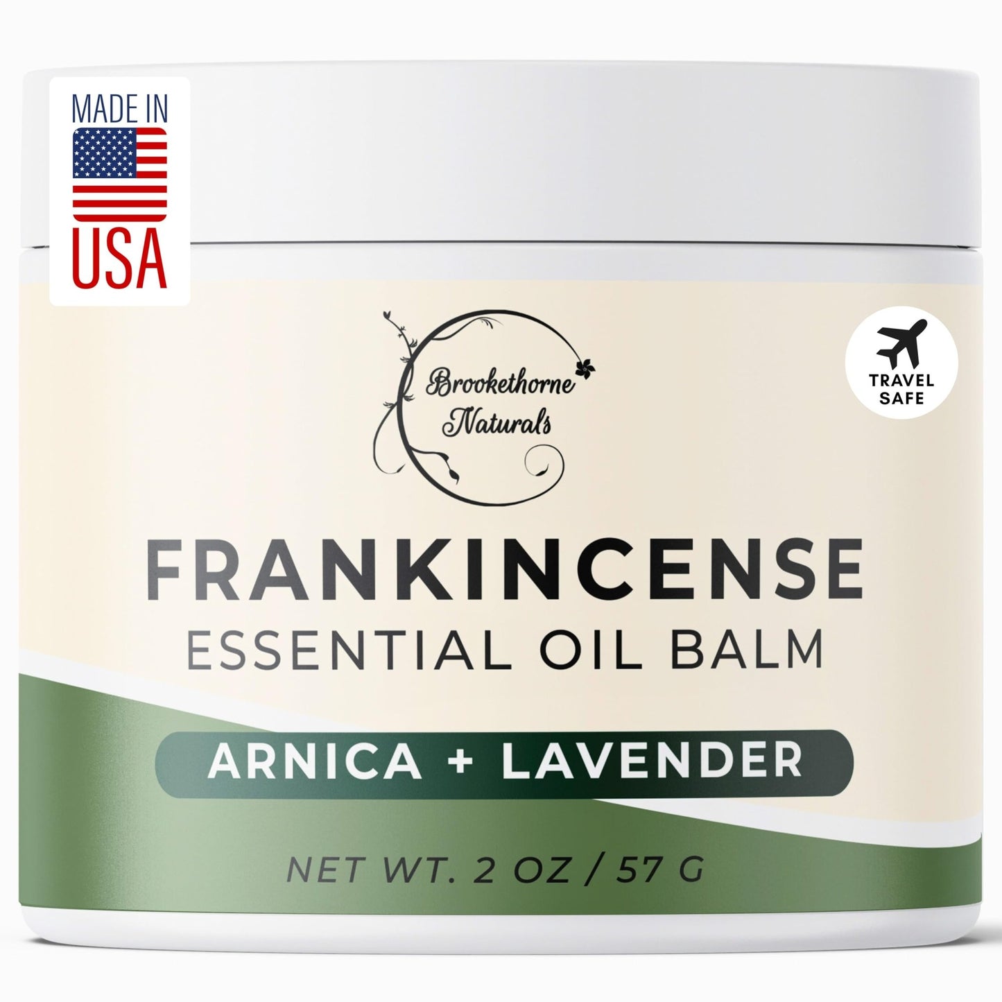 Brookethorne Naturals Frankincense Balm | Frankincense Essential Oil Balm for Skin Hydration | Soothing Muscle & Joint Support | Boswellia Extract, Arnica Montana, Castor Oil & Lavender 2oz - dailyvitalstore