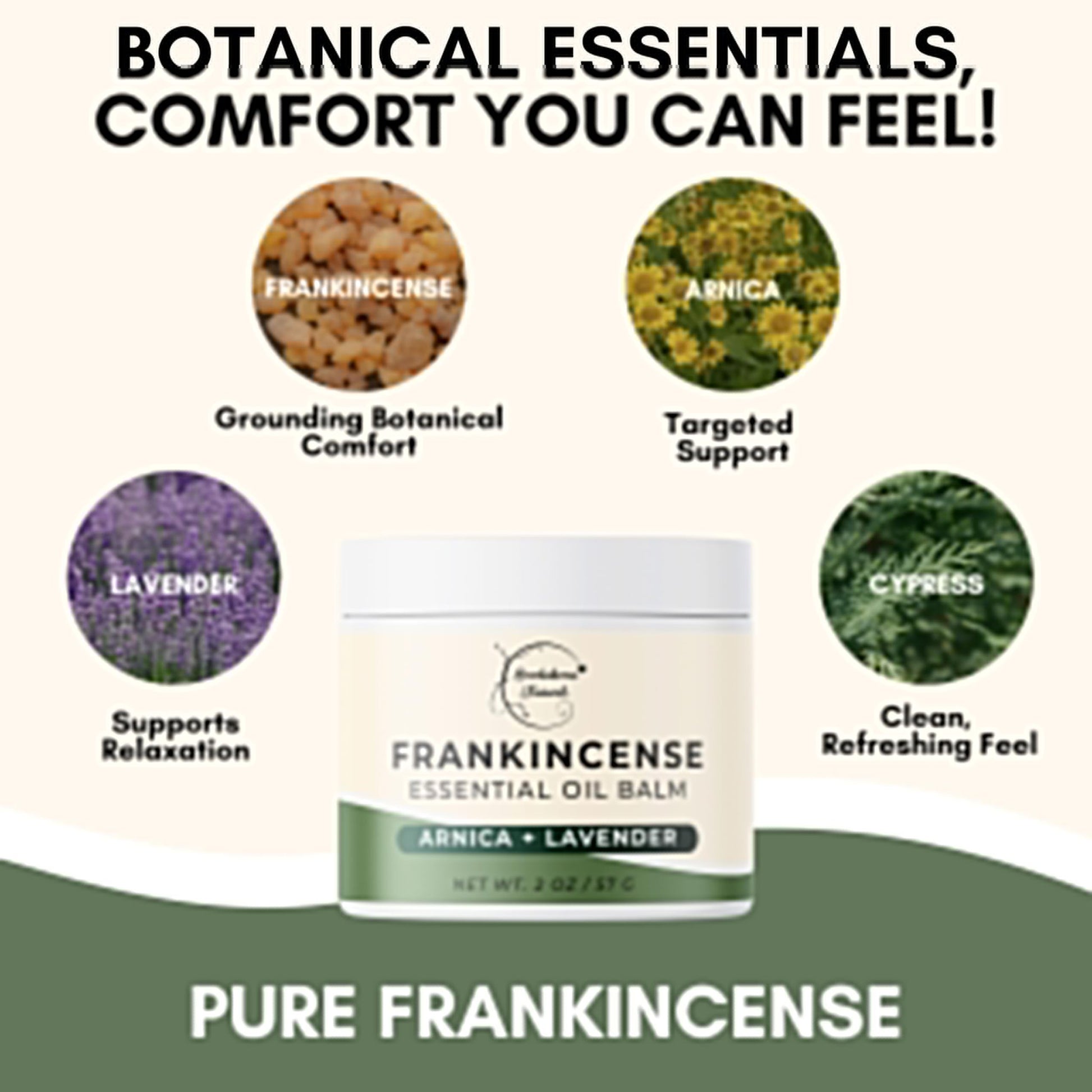 Brookethorne Naturals Frankincense Balm | Frankincense Essential Oil Balm for Skin Hydration | Soothing Muscle & Joint Support | Boswellia Extract, Arnica Montana, Castor Oil & Lavender 2oz - dailyvitalstore