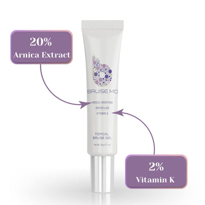 BruiseMD Topical Gel for Bruising and Swelling, 20% Arnica, Bromelain, 2% Vitamin K, 20g (0.7 fl oz) – Advanced Concentrated Bruise Treatment Formula - dailyvitalstore