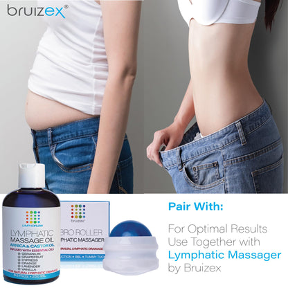 Bruizex Lymphatic Drainage Massage Oil with Arnica & Cold Pressed Castor Oil, Lightweight Non-Greasy Body Massage Oil for Daily Lymphatic Massage, Aftercare Routine, Lightweight Formula - 8.5 Oz - dailyvitalstore