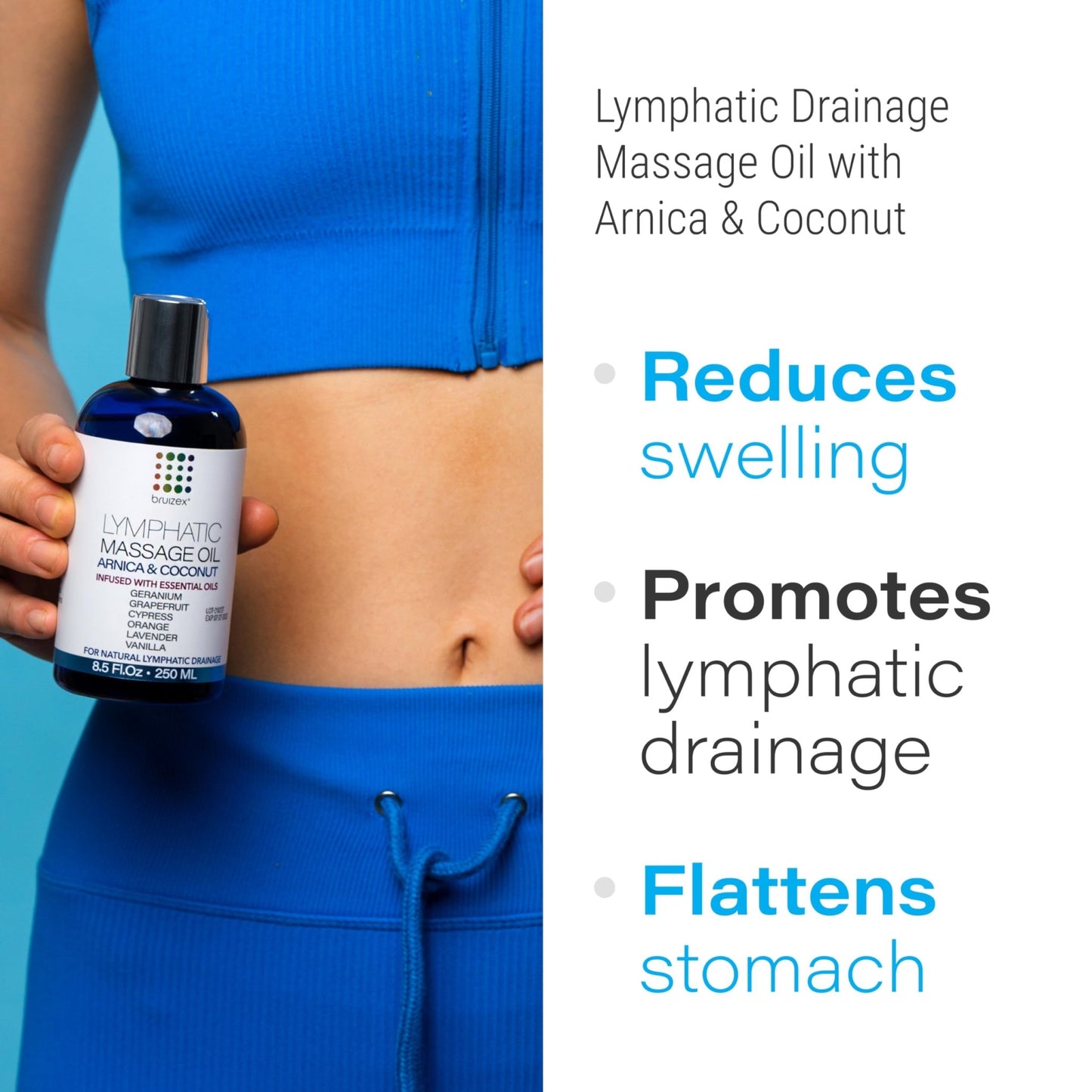 Bruizex Lymphatic Drainage Massage Oil with Arnica Oil & Coconut for Post Surgery Recovery & Lymphatic Drainage Massager, Liposuction, 360 Lipo, BBL, Tummy Tuck Procedure, Moisturizing Formula, 8.5 Oz - dailyvitalstore