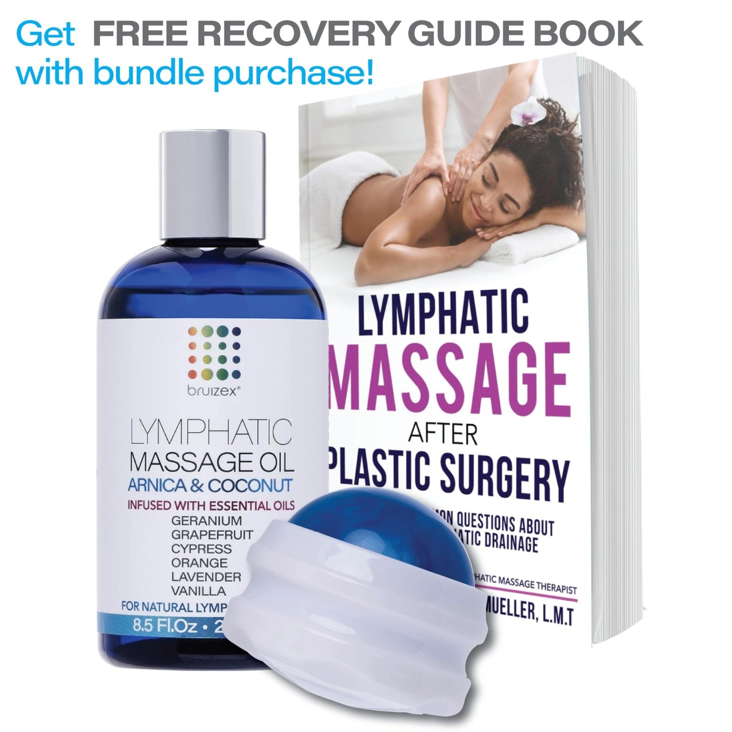 Bruizex Lymphatic Drainage Massage Oil with Arnica Oil & Coconut for Post Surgery Recovery & Lymphatic Drainage Massager, Liposuction, 360 Lipo, BBL, Tummy Tuck Procedure, Moisturizing Formula, 8.5 Oz - dailyvitalstore