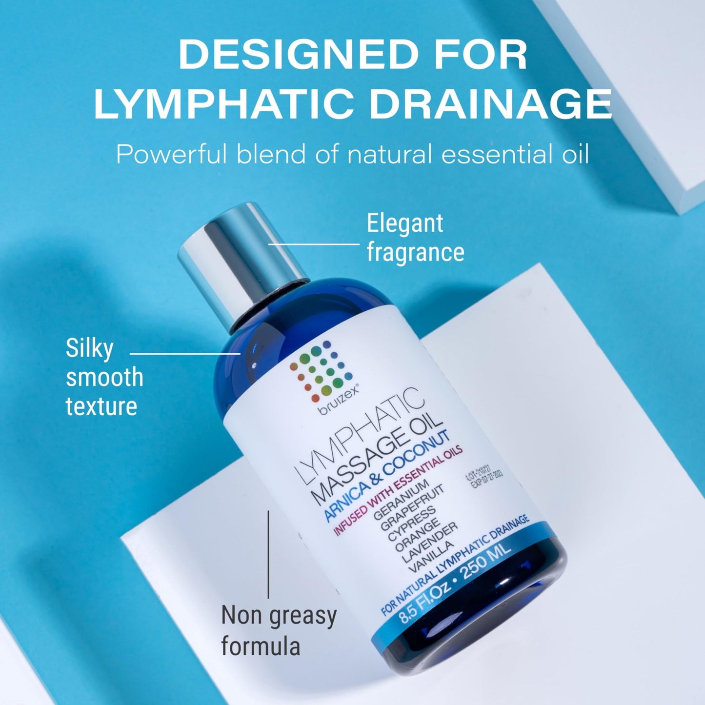 Bruizex Lymphatic Drainage Massage Oil with Arnica Oil & Coconut for Post Surgery Recovery & Lymphatic Drainage Massager, Liposuction, 360 Lipo, BBL, Tummy Tuck Procedure, Moisturizing Formula, 8.5 Oz - dailyvitalstore