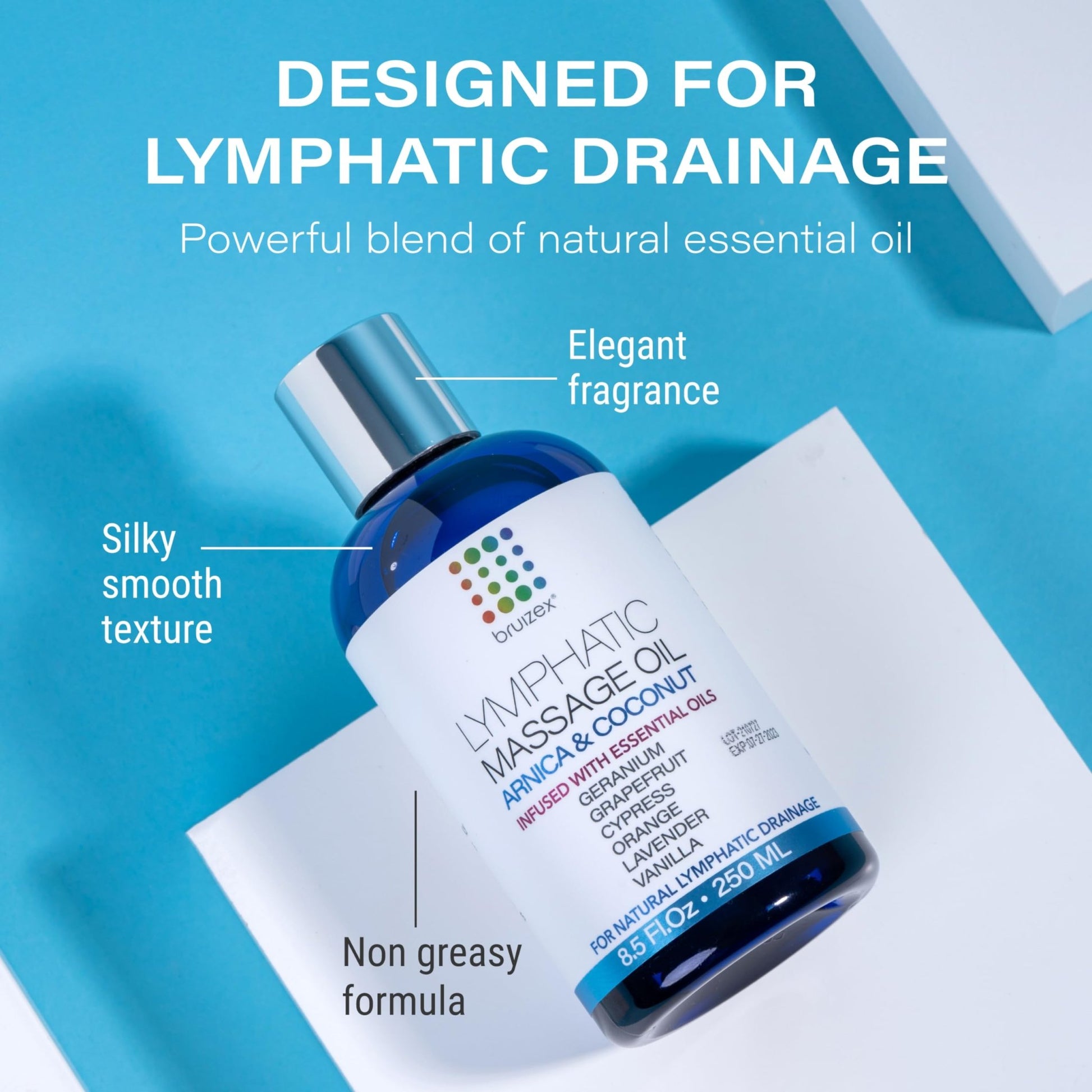 Bruizex Lymphatic Drainage Massage Oil with Arnica Oil & Coconut for Post Surgery Recovery & Lymphatic Drainage Massager, Liposuction, 360 Lipo, BBL, Tummy Tuck Procedure, Moisturizing Formula, 8.5 Oz - dailyvitalstore