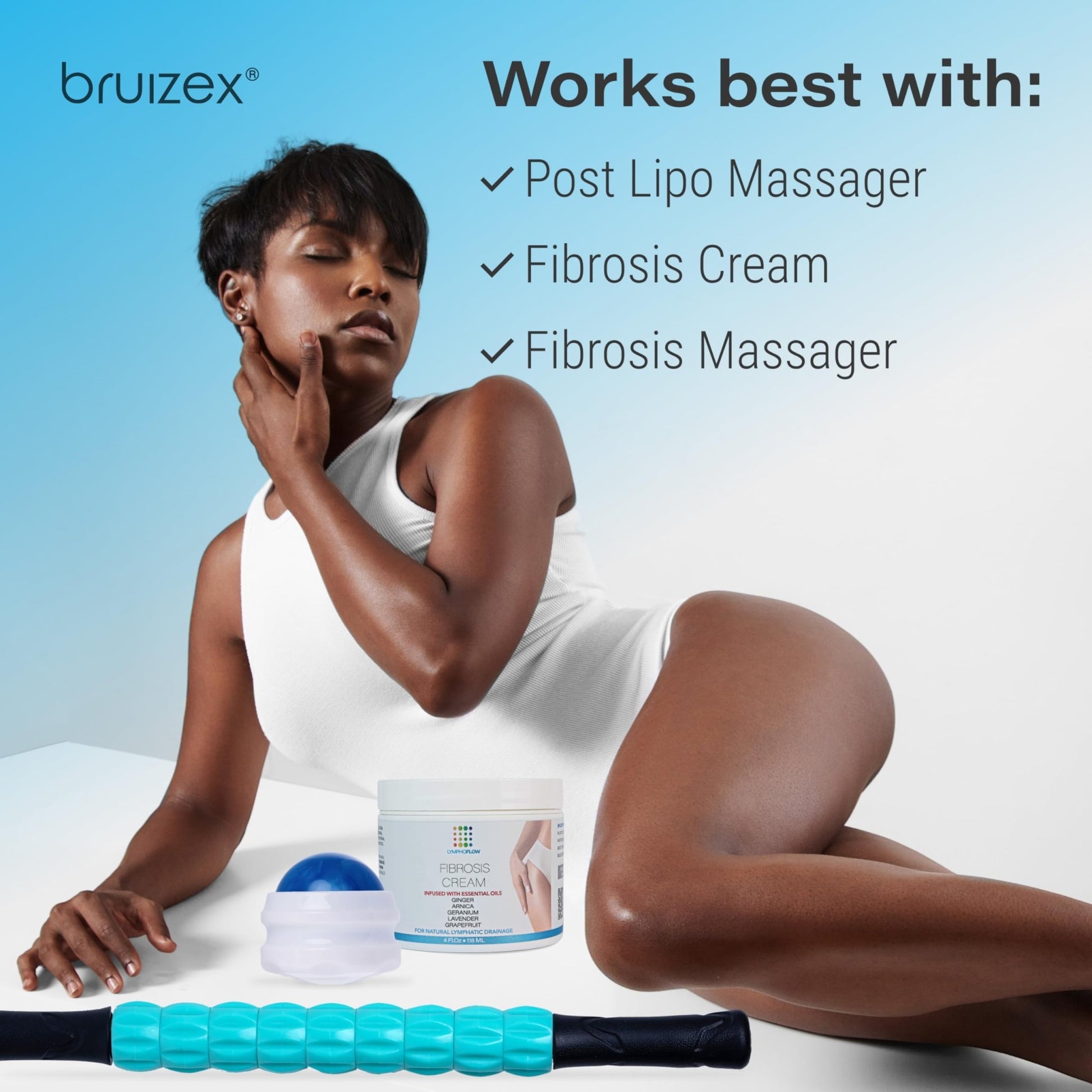 Bruizex Lymphatic Drainage Massage Oil with Arnica Oil & Coconut for Post Surgery Recovery & Lymphatic Drainage Massager, Liposuction, 360 Lipo, BBL, Tummy Tuck Procedure, Moisturizing Formula, 8.5 Oz - dailyvitalstore