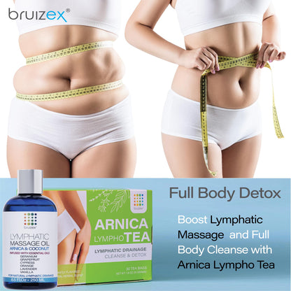 Bruizex Lymphatic Drainage Massage Oil with Arnica Oil & Coconut for Post Surgery Recovery & Lymphatic Drainage Massager, Liposuction, 360 Lipo, BBL, Tummy Tuck Procedure, Moisturizing Formula, 8.5 Oz - dailyvitalstore
