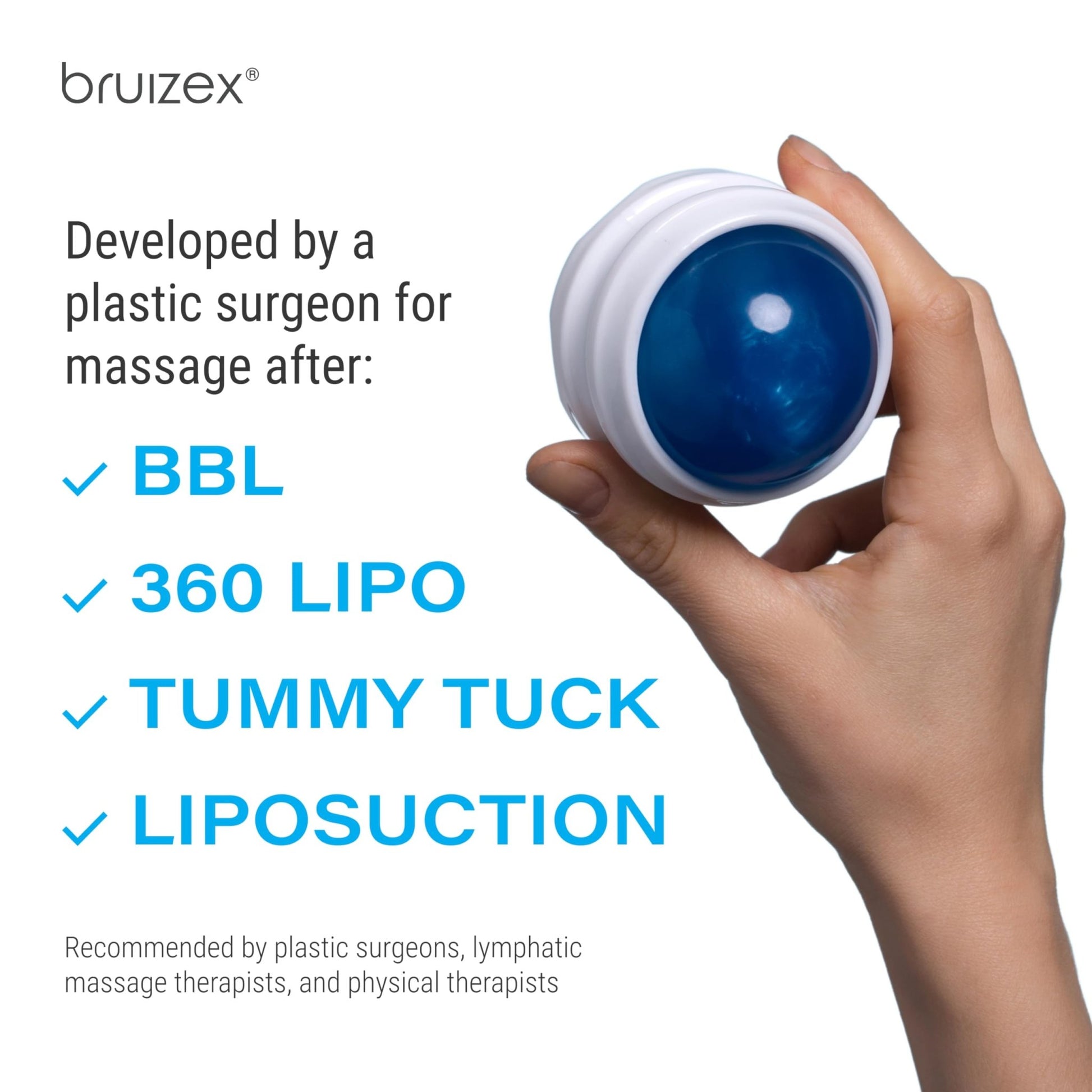 Bruizex Lymphatic Drainage Massager, Massage Roller Ball, Fibro Body Roller for Fibrosis Treatment, Liposuction, 360 Lipo, Tummy Tuck & BBL Post Surgery Recovery - dailyvitalstore