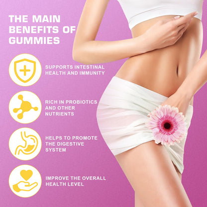Brurtzexs Her Juicy Feminine Probiotics Gummies for Women with Slippery Elm - Pineapple Flavor, pH Balance & Immune Health Support - Digestive & Feminine Support - Vegan Supplement, 60 C - dailyvitalstore
