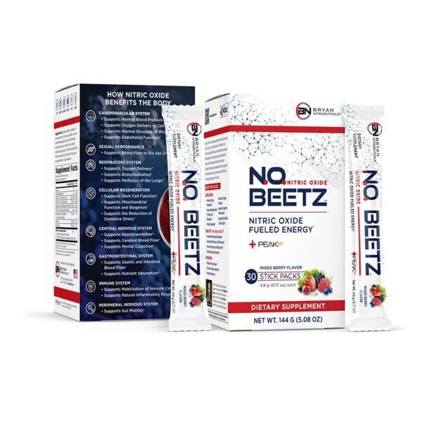 Bryan Nitriceuticals N.O. Beetz Nitric Oxide Fueled Energy Boost Supplement, Hydration & Cellular Energy Production Enhancer, Blend of Vitamins and Minerals (30 Servings) - dailyvitalstore