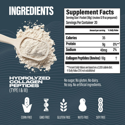 BUBS Naturals Unflavored Collagen Peptides Powder - Best Proteins for Joints & Skin - Pasture Raised Grass Fed - Paleo & Keto Friendly, Whole30 Approved - dailyvitalstore