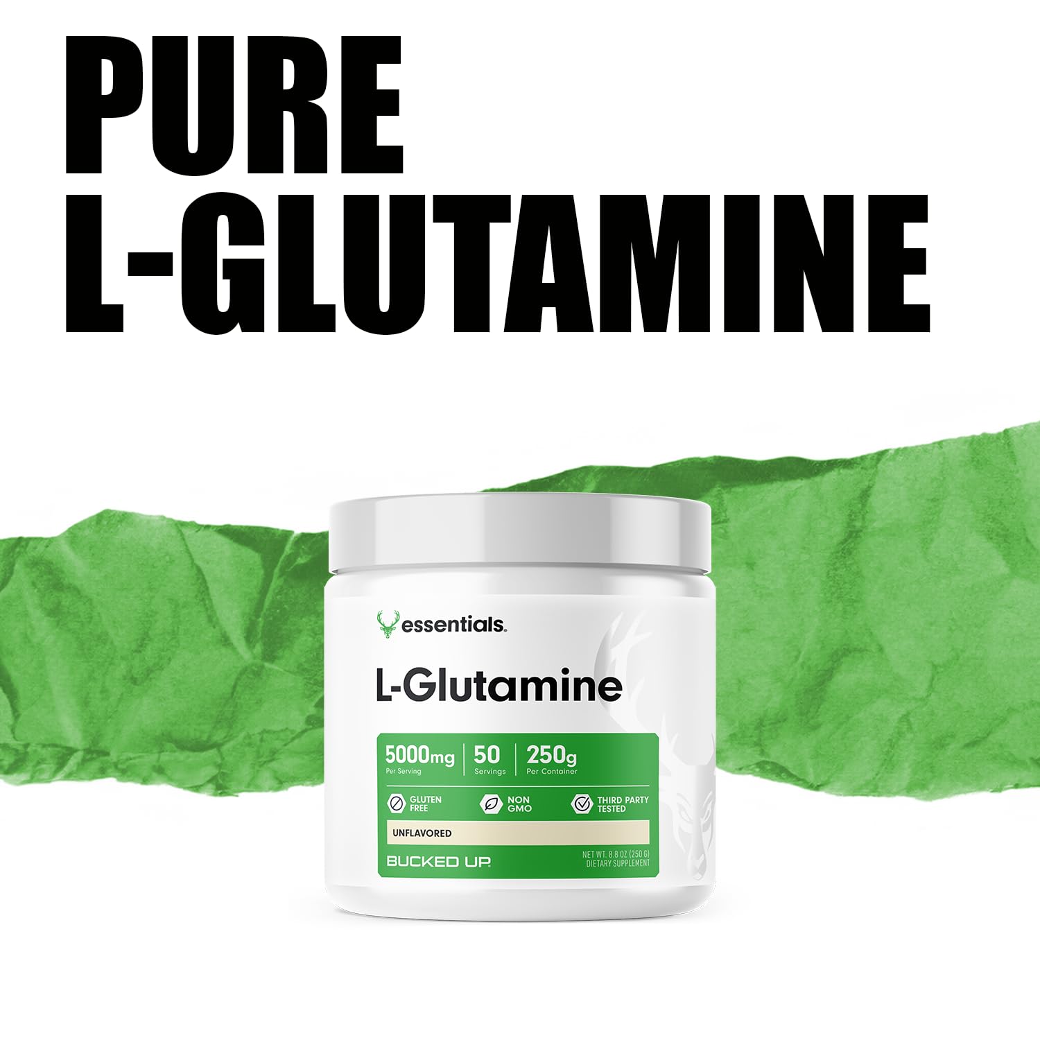 Bucked Up L-Glutamine (5000mg), Essentials (50 Servings, 250 Grams) - dailyvitalstore