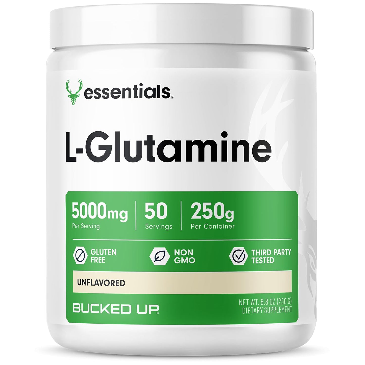 Bucked Up L-Glutamine (5000mg), Essentials (50 Servings, 250 Grams) - dailyvitalstore