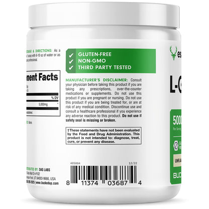 Bucked Up L-Glutamine (5000mg), Essentials (50 Servings, 250 Grams) - dailyvitalstore