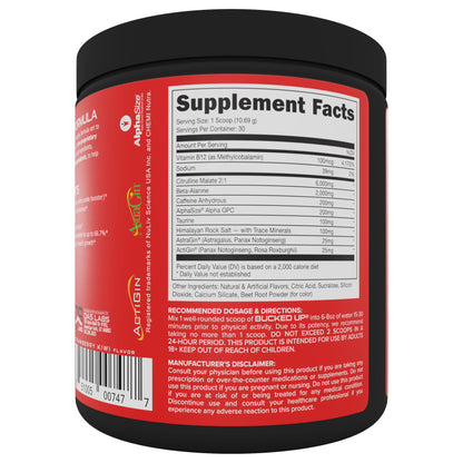 Bucked Up Pre Workout - Best Tasting - 6 Grams Citrulline, 2 Grams Beta Alanine Non Proprietary Blend, Powder (Strawberry Kiwi) - dailyvitalstore