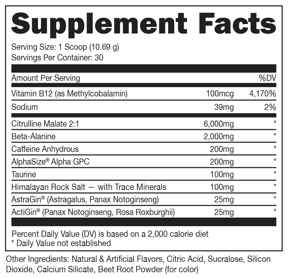 Bucked Up Pre Workout - Best Tasting - 6 Grams Citrulline, 2 Grams Beta Alanine Non Proprietary Blend, Powder (Strawberry Kiwi) - dailyvitalstore
