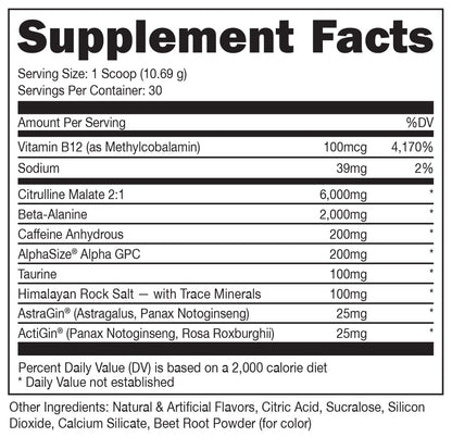 Bucked Up Pre Workout - Best Tasting - 6 Grams Citrulline, 2 Grams Beta Alanine Non Proprietary Blend, Powder (Strawberry Kiwi) - dailyvitalstore
