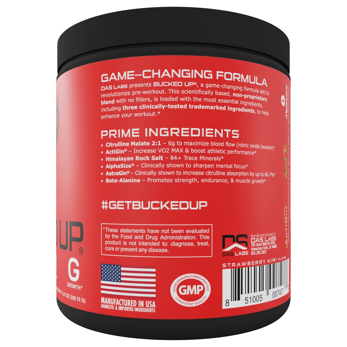 Bucked Up Pre Workout - Best Tasting - 6 Grams Citrulline, 2 Grams Beta Alanine Non Proprietary Blend, Powder (Strawberry Kiwi) - dailyvitalstore