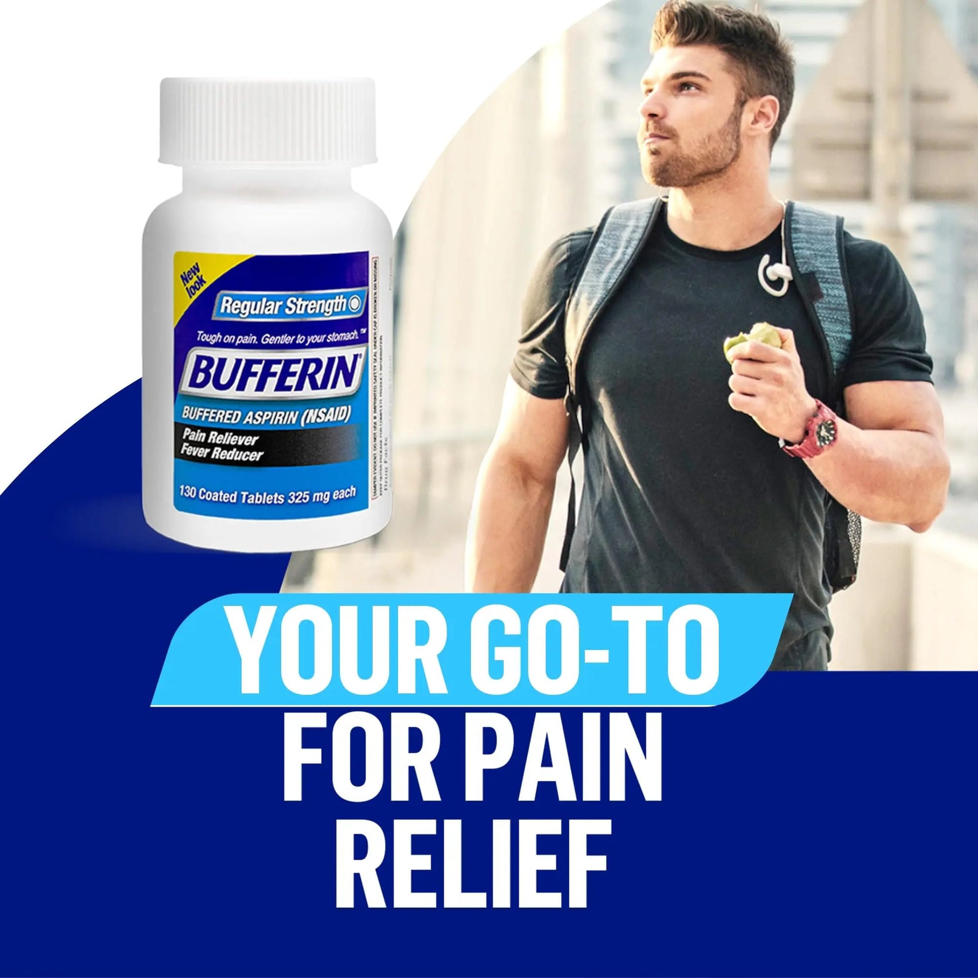 Bufferin Aspirin 325mg, Pain Reliever & Fever Reducer, with 3 Buffering Agents Relieves 7 Types of Pain: Headaches, Back Ache, Arthritis, Muscle Aches & More, for Adults, 130 Coated Tablets, 1-Pack - dailyvitalstore