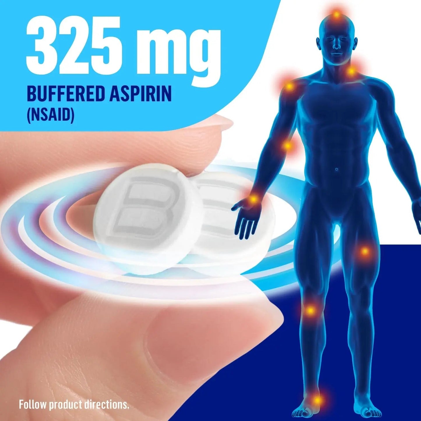 Bufferin Aspirin 325mg, Pain Reliever & Fever Reducer, with 3 Buffering Agents Relieves 7 Types of Pain: Headaches, Back Ache, Arthritis, Muscle Aches & More, for Adults, 130 Coated Tablets, 1-Pack - dailyvitalstore