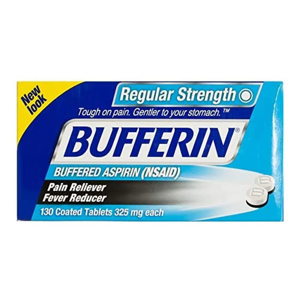 Bufferin Buffered Aspirin (NSAID) Coated Tablets Pain Reliever/Fever Reducer 130 ea (Pack of 3) - dailyvitalstore