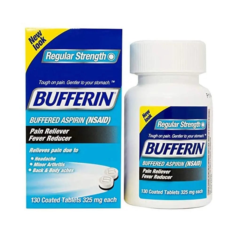 Bufferin Buffered Aspirin (NSAID) Coated Tablets Pain Reliever/Fever Reducer 130 ea (Pack of 3) - dailyvitalstore
