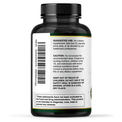 Built by Nature Moringa – 500mg Pure Moringa Leaf Extract 50:1 per Serving – High Potency Moringa Supplement – 120 Capsules - dailyvitalstore