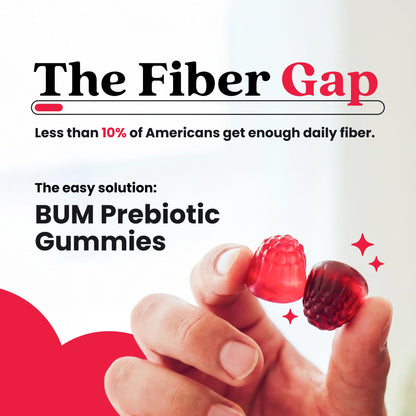 Bum Prebiotic Fiber Supplement for Men - Chicory Root Inulin Prebiotic Fiber Gummies for Men for Peachy Digestive Health, Regularity & Boating Relief - dailyvitalstore