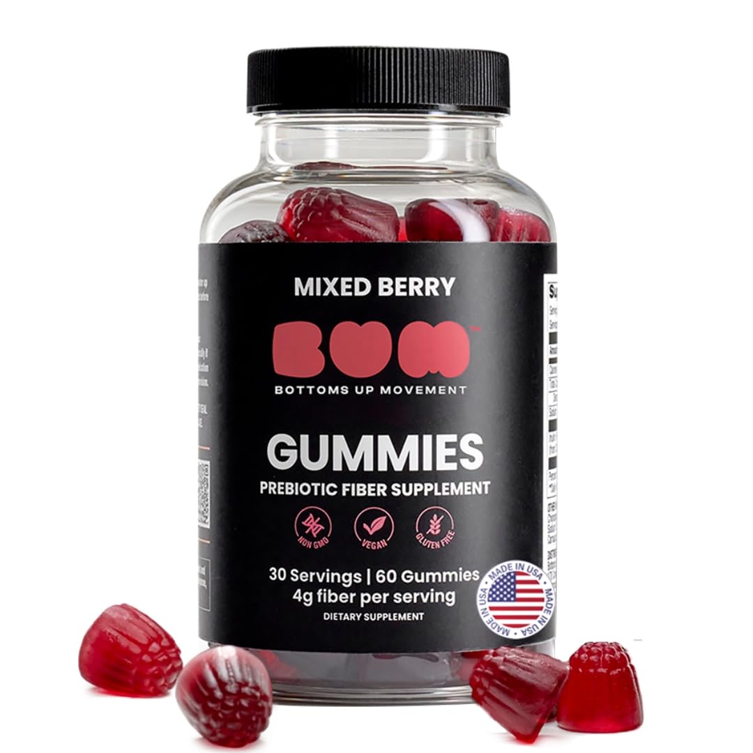 Bum Prebiotic Fiber Supplement for Men - Chicory Root Inulin Prebiotic Fiber Gummies for Men for Peachy Digestive Health, Regularity & Boating Relief - dailyvitalstore