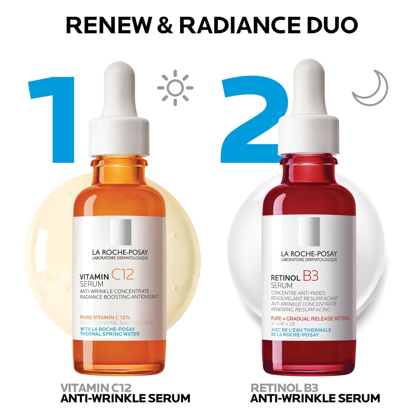Bundle of La Roche-Posay Pure 10% Vitamin C Serum+ La Roche-Posay Pure Retinol Face Serum for Lines, Wrinkles & Premature Sun Damage to Resurface - dailyvitalstore