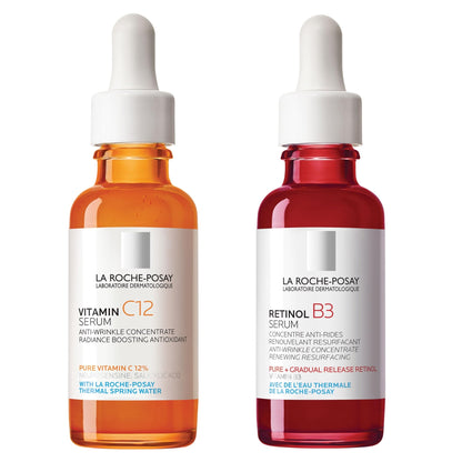 Bundle of La Roche-Posay Pure 10% Vitamin C Serum+ La Roche-Posay Pure Retinol Face Serum for Lines, Wrinkles & Premature Sun Damage to Resurface - dailyvitalstore