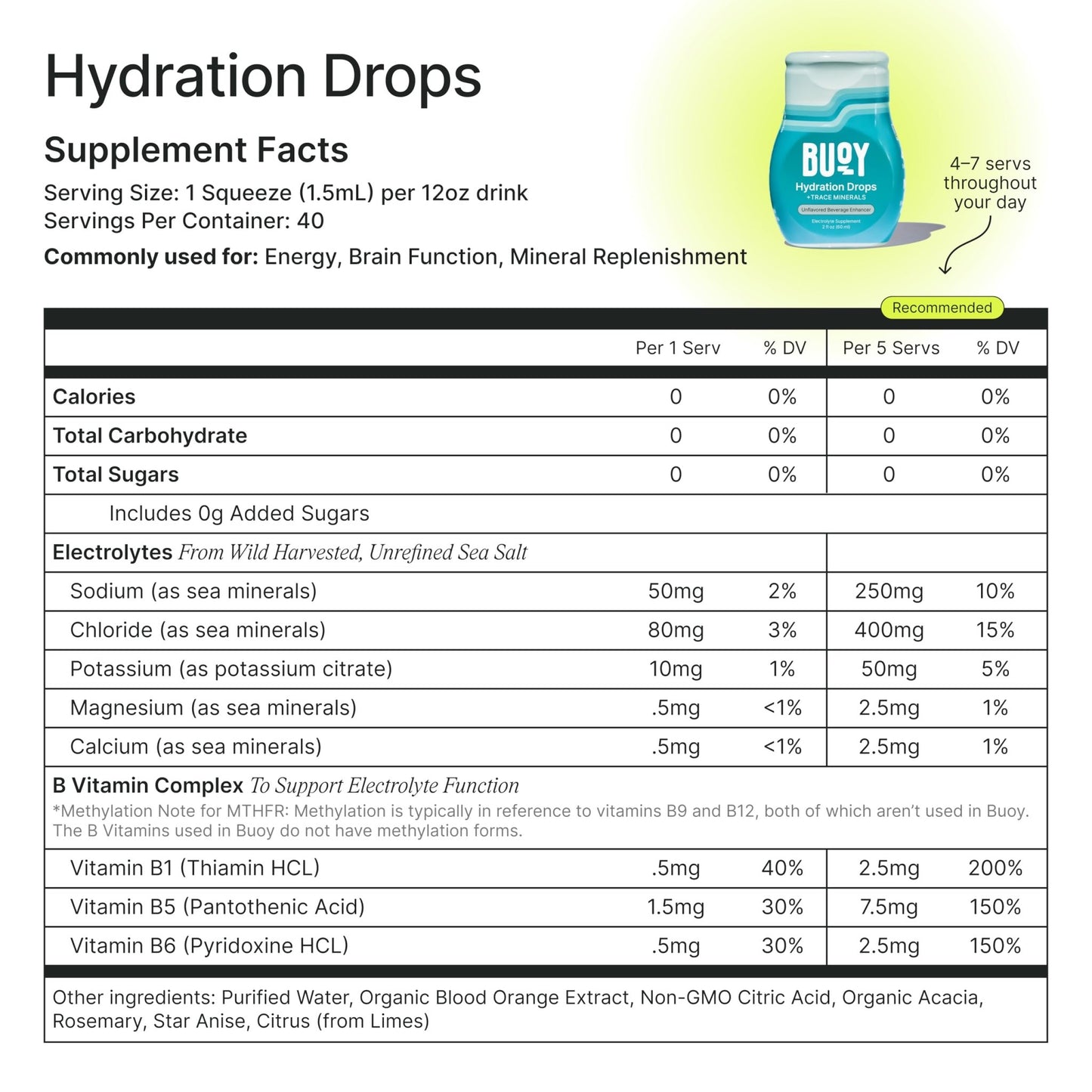 Buoy Electrolyte Drops | 120 Servings | No Sugar, No Sweeteners | 87+ Trace Minerals, Vitamins & Antioxidants | Subtle Mineral Taste - dailyvitalstore