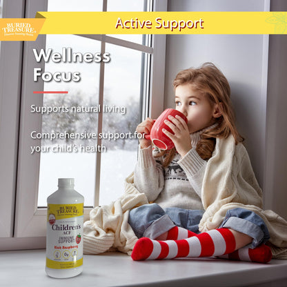 Buried Treasure Children’s ACF Liquid Immune Support for Kids – Elderberry, Echinacea & Botanicals – Raspberry Flavor – 16 oz – Sugar Free - dailyvitalstore