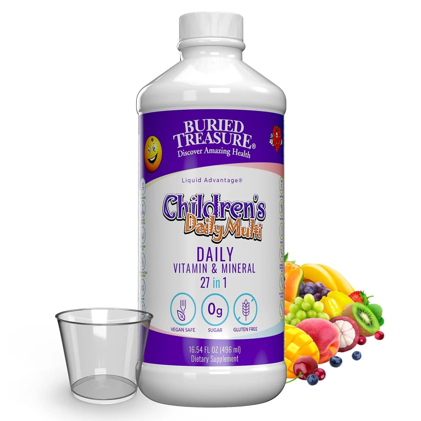 Buried Treasure Children's Daily Multi Liquid Multivitamin & Minerals Nutritional Dietary Vegan Supplement for Kids No Artificial Ingredients - dailyvitalstore