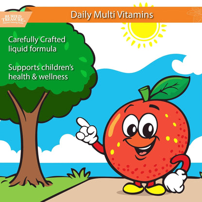 Buried Treasure Children's Daily Multi Liquid Multivitamin & Minerals Nutritional Dietary Vegan Supplement for Kids No Artificial Ingredients - dailyvitalstore